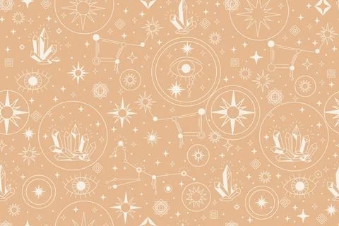 Seamless celestial esoteric pattern vector illustration Illustrazione stock