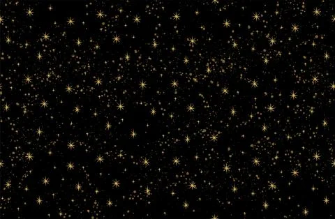 Seamless celestial pattern with gold stars on a black background, mystical Stock Illustration