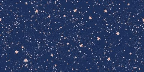 Seamless celestial pattern with stars on a blue background, magical ornament for Ilustración de archivo
