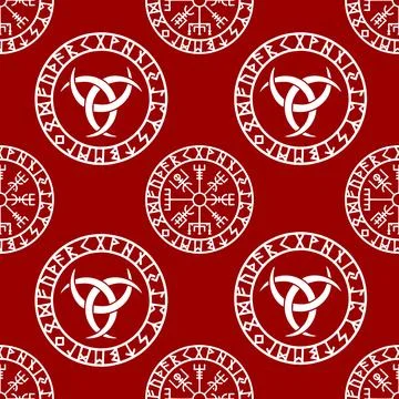 Seamless celtic pattern of white round elements on a red background, textur.. 스톡 일러스트