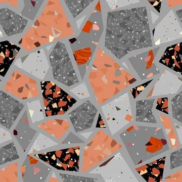 Seamless ceramic tile floor pattern. Terrazzo style tile background. Vector イラスト素材