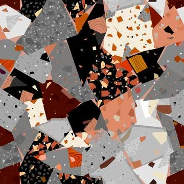 Seamless ceramic tile floor pattern. Terrazzo style tile background. Vector Illustrazione stock