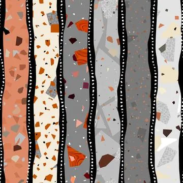 Seamless ceramic tile floor pattern. Terrazzo style patchwork tile background Illustrazione stock