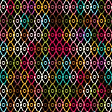 Seamless chain grid pattern. Vector illustration with multicolored rhombuses. イラスト素材