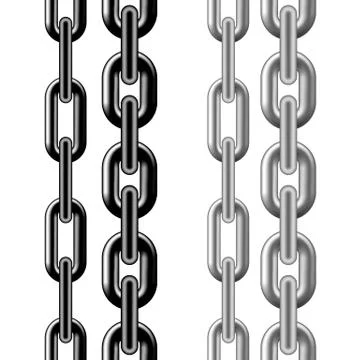 Seamless chain pattern. Black and silver metallic chain texture. vector illus Illustrazione stock