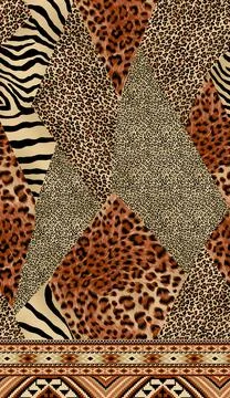 Seamless Chains with Animal skin Pattern. Vector design for fashion prints .. Stock Illustration