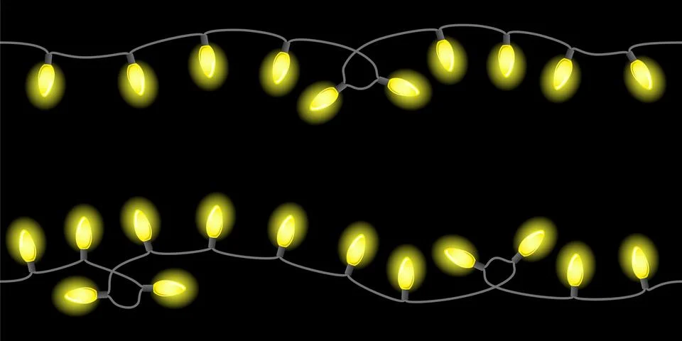 Seamless chains of lights on black background Stock Illustration