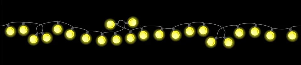 Seamless chains of lights on black background Stock Illustration