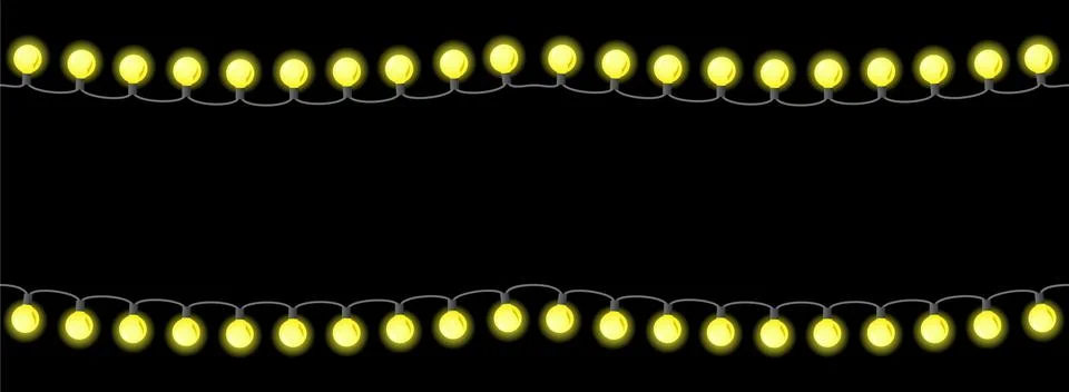 Seamless chains of lights on black background Stock Illustration