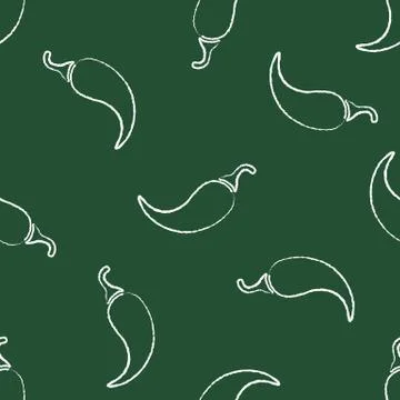 Seamless chalk contour chilli vegetable pattern Illustrazione stock