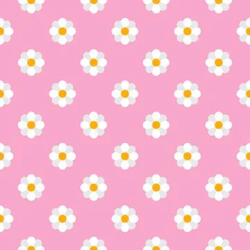 Seamless chamomile pattern on pink background Stock Illustration