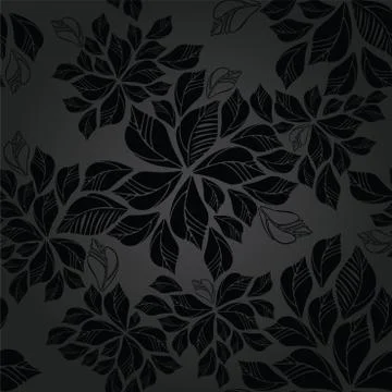 Seamless charcoal leaves wallpaper pattern Stock Illustration