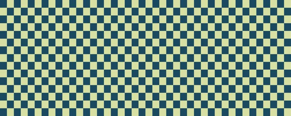 Seamless checkered pattern in green and dark blue. Minimal geometric backgr.. Ilustración de archivo