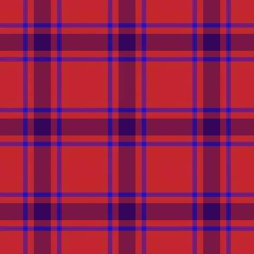 Seamless checkered pattern in red, blue, purple. Tartan vector print for bl.. Stock Illustration