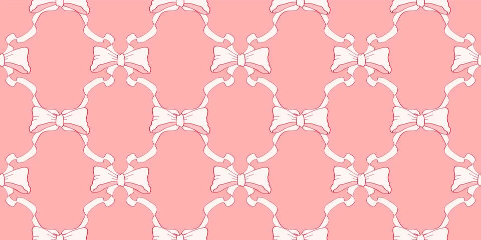 Seamless checkered pattern with ribbon bows. イラスト素材