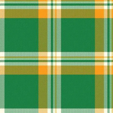 Seamless checkered pattern. Traditional tartan plaid in green, yellow, and wh Stock Illustration