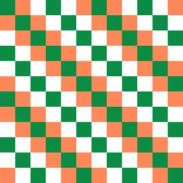 Seamless checkered pattern with vibrant green and orange colors. Texture of.. イラスト素材