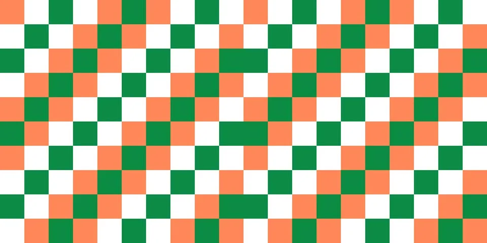 Seamless checkered pattern with vibrant green and orange colors. Texture of.. イラスト素材