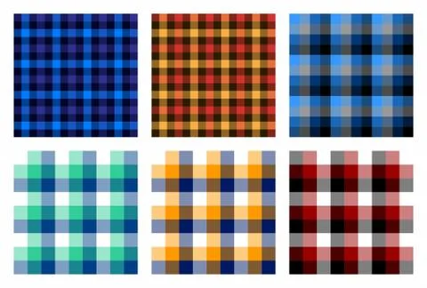 Seamless checkered plaid pattern bundle Stock Illustration