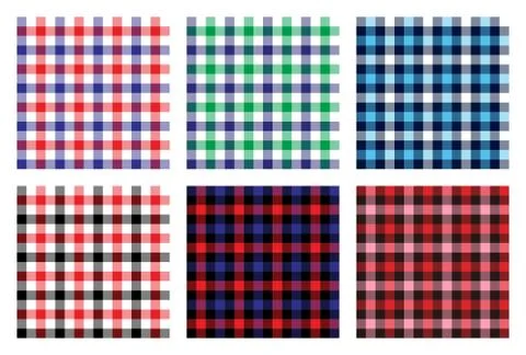 Seamless checkered plaid pattern bundle Stock Illustration