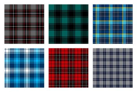 Seamless checkered plaid pattern bundle Stock Illustration