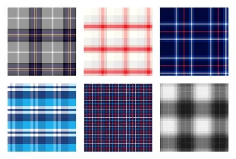 Seamless checkered plaid pattern bundle Stock Illustration
