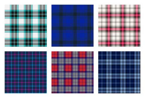 Seamless checkered plaid pattern bundle Stock Illustration