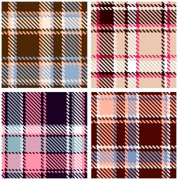 Seamless checkered plaid pattern, set Stock Illustration