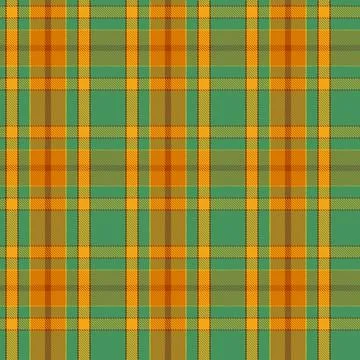 Seamless checkered textile pattern in yellow and brown tones on a green bac.. Stock Illustration