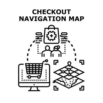 Seamless checkout navigation map for online shopping optimization Stock Illustration