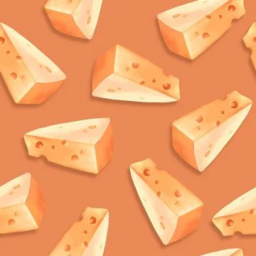 Seamless cheese pattern. Food background. Illustrazione stock