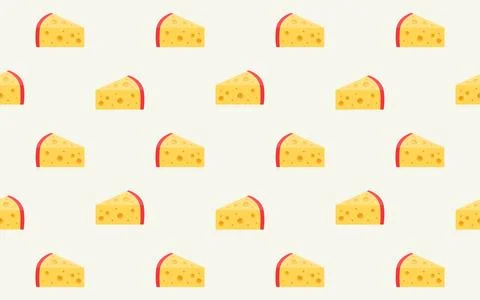 Seamless cheese pattern. Illustration of yellow cheese slices. Vector Stock Illustration