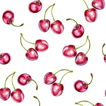 Seamless with cherries Stock Illustration