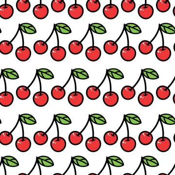 Seamless cherry background. Vector illustration. Repeat pattern. 스톡 일러스트