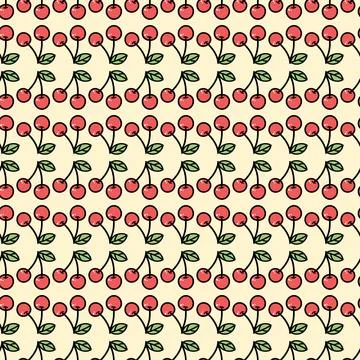 Seamless cherry background. Vector illustration. Repeat pattern. 스톡 일러스트