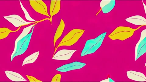 Seamless of cherry fruit with green leaves on pink Stock Footage 220118477