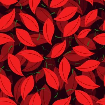 Seamless of Cherry leaves Stock Illustration