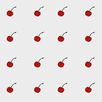 Seamless cherry pattern design for textile and packaging applications Stock Illustration