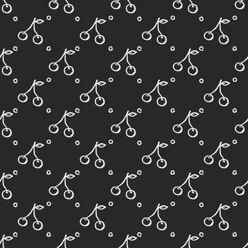 Seamless cherry pattern. Doodle vector with red cherry icons. cherry pattern 스톡 일러스트