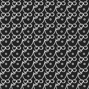 Seamless cherry pattern. Doodle vector with red cherry icons. cherry pattern Illustrazione stock