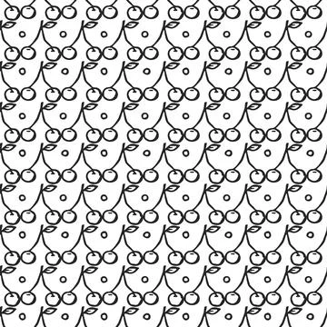 Seamless cherry pattern. Doodle vector with red cherry icons. cherry pattern Stock Illustration
