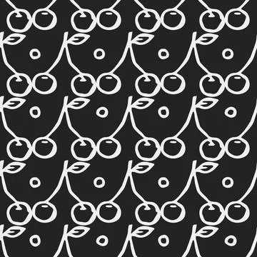 Seamless cherry pattern. Doodle vector with red cherry icons. cherry pattern 스톡 일러스트