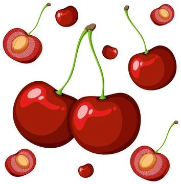 Seamless Cherry Pattern Vector Illustration Stock Illustration