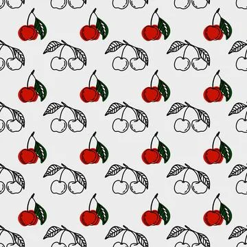 Seamless cherry print design for textile and wrapping paper Stock Illustration