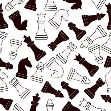 Seamless chess background. Chess elements seamless pattern. Background with c Stock Illustration