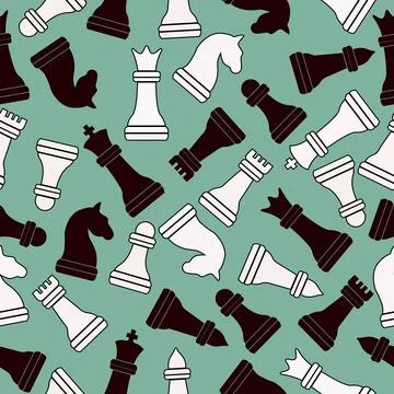 Seamless chess background. Chess elements seamless pattern. Background with c Stock Illustration
