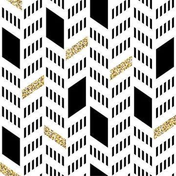 Seamless Chevron Pattern. With Glittering Gold and thin lines イラスト素材