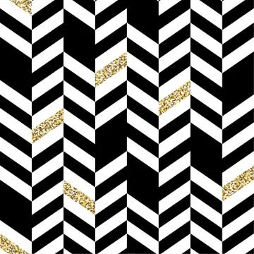 Seamless Chevron Pattern with Glittering Gold Elements 스톡 일러스트