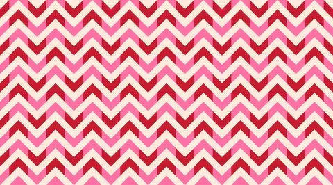 Seamless chevron pattern with vibrant red and pink zigzags on a cream backg.. Stock Illustration