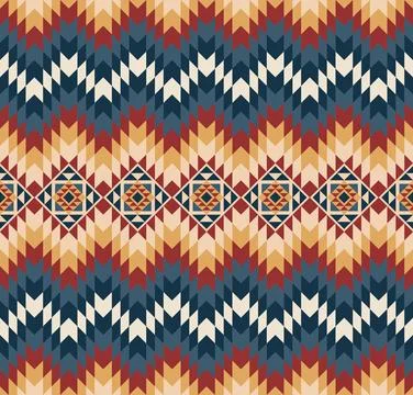 Seamless Chevron Tribal Pattern with Native American Zigzags Stock Illustration